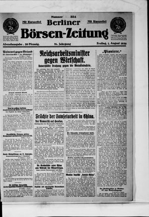 Berliner Börsen-Zeitung vom 01.08.1930