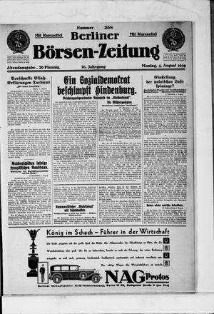 Berliner Börsen-Zeitung vom 04.08.1930