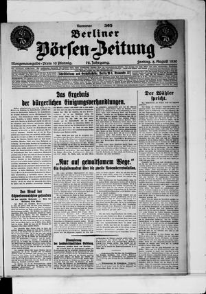 Berliner Börsen-Zeitung vom 08.08.1930