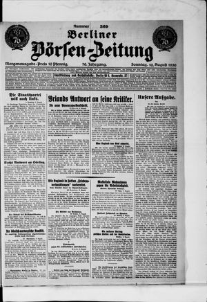 Berliner Börsen-Zeitung vom 10.08.1930