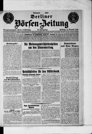 Berliner Börsen-Zeitung vom 15.08.1930