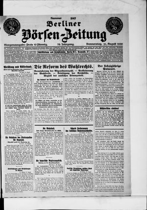 Berliner Börsen-Zeitung vom 21.08.1930