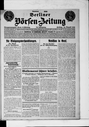 Berliner Börsen-Zeitung vom 22.08.1930