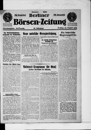 Berliner Börsen-Zeitung vom 22.08.1930