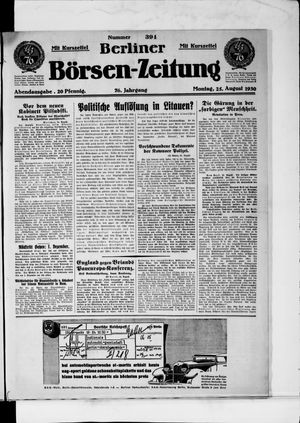 Berliner Börsen-Zeitung vom 25.08.1930