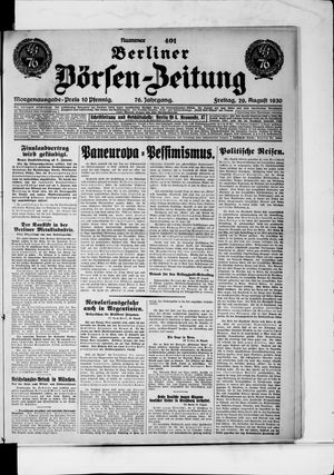 Berliner Börsen-Zeitung vom 29.08.1930