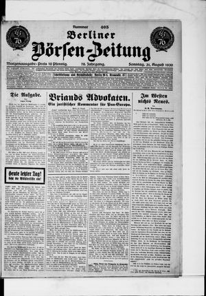Berliner Börsen-Zeitung vom 31.08.1930