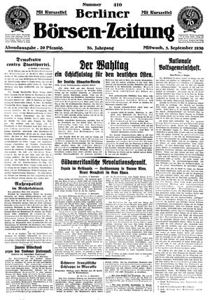 Berliner Börsen-Zeitung vom 03.09.1930