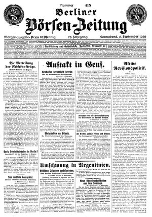 Berliner Börsen-Zeitung vom 06.09.1930