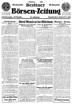 Berliner Börsen-Zeitung vom 06.09.1930