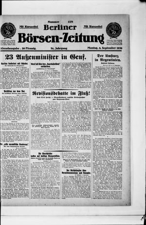 Berliner Börsen-Zeitung vom 08.09.1930