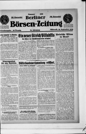 Berliner Börsen-Zeitung vom 10.09.1930