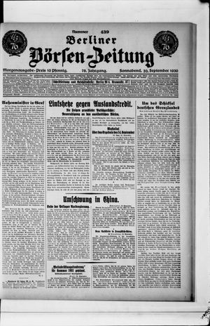 Berliner Börsen-Zeitung on Sep 20, 1930