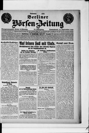 Berliner Börsen-Zeitung vom 27.09.1930