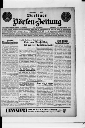 Berliner Börsen-Zeitung vom 30.09.1930