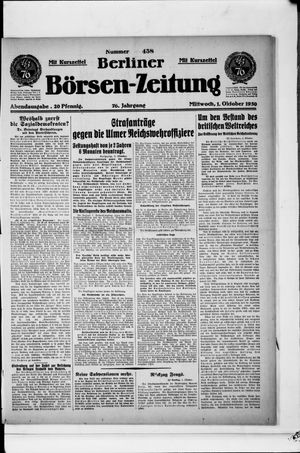Berliner Börsen-Zeitung vom 01.10.1930