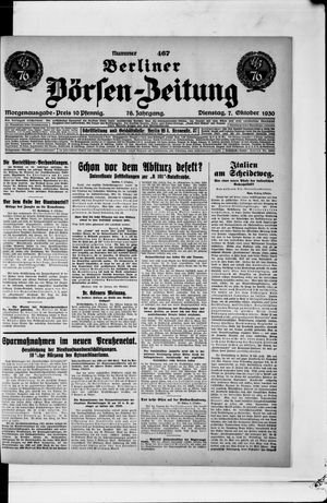 Berliner Börsen-Zeitung vom 07.10.1930