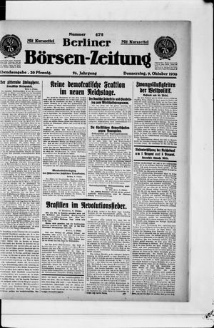 Berliner Börsen-Zeitung vom 09.10.1930