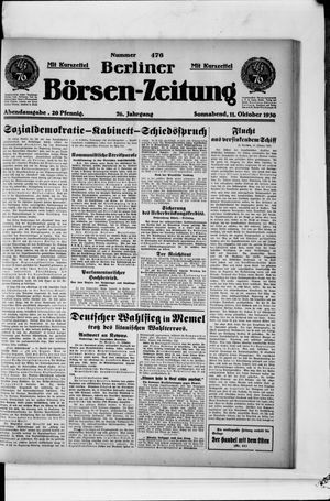 Berliner Börsen-Zeitung vom 11.10.1930