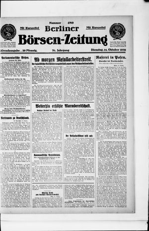 Berliner Börsen-Zeitung vom 14.10.1930