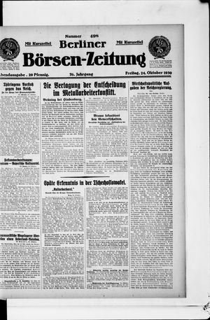Berliner Börsen-Zeitung on Oct 24, 1930