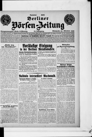 Berliner Börsen-Zeitung vom 29.10.1930