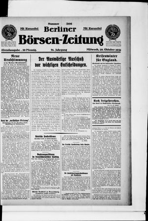 Berliner Börsen-Zeitung vom 29.10.1930