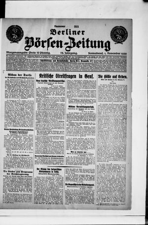 Berliner Börsen-Zeitung vom 01.11.1930