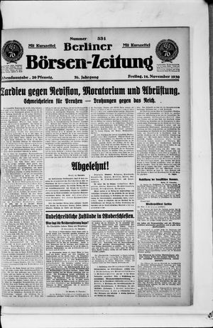 Berliner Börsen-Zeitung vom 14.11.1930