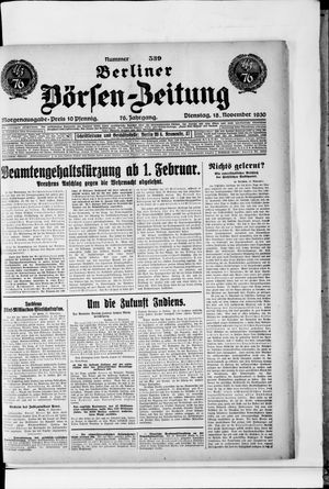 Berliner Börsen-Zeitung vom 18.11.1930