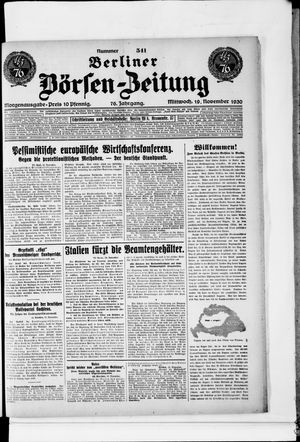 Berliner Börsen-Zeitung vom 19.11.1930