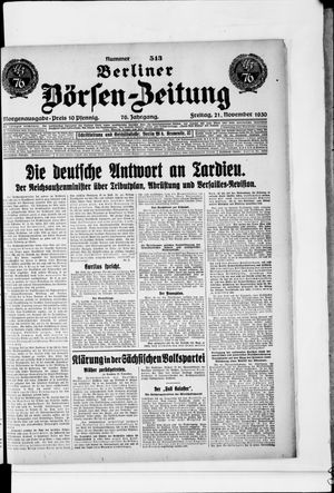 Berliner Börsen-Zeitung vom 21.11.1930