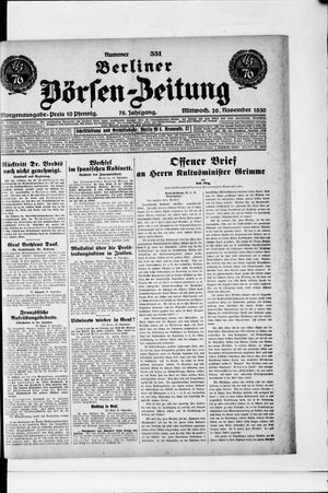 Berliner Börsen-Zeitung vom 26.11.1930