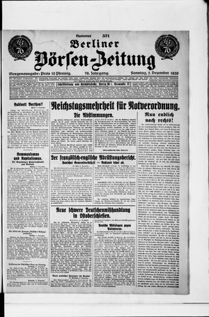 Berliner Börsen-Zeitung vom 07.12.1930