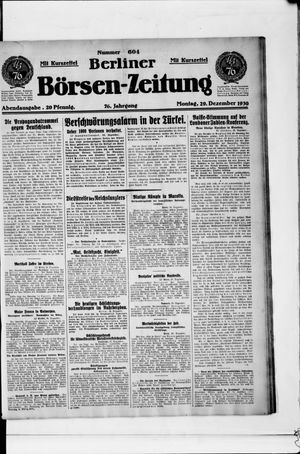 Berliner Börsen-Zeitung vom 29.12.1930