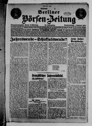Berliner Börsen-Zeitung vom 01.01.1931