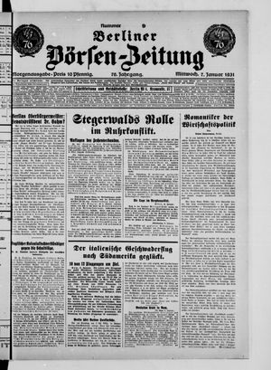 Berliner Börsen-Zeitung vom 07.01.1931
