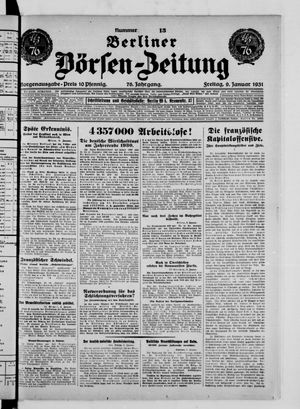 Berliner Börsen-Zeitung vom 09.01.1931