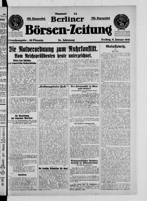 Berliner Börsen-Zeitung vom 09.01.1931