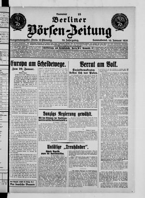 Berliner Börsen-Zeitung vom 10.01.1931