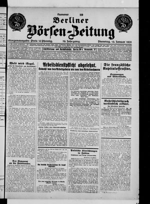 Berliner Börsen-Zeitung vom 13.01.1931