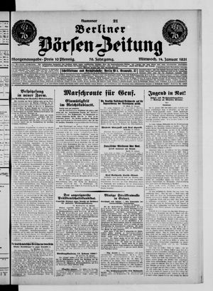 Berliner Börsen-Zeitung vom 14.01.1931