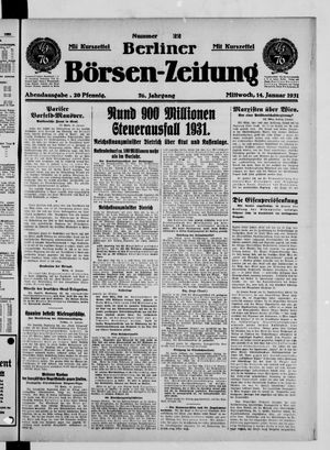 Berliner Börsen-Zeitung vom 14.01.1931