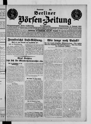 Berliner Börsen-Zeitung vom 15.01.1931