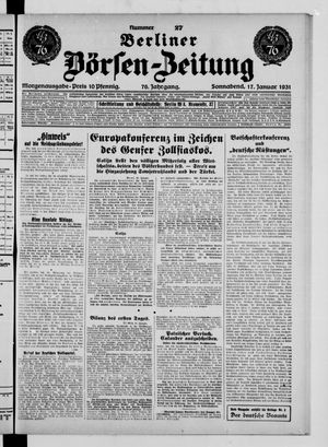 Berliner Börsen-Zeitung vom 17.01.1931