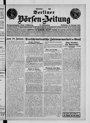 Berliner Börsen-Zeitung vom 18.01.1931