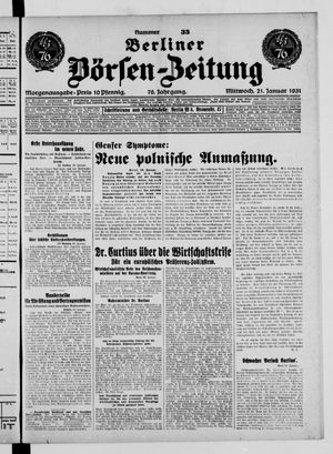 Berliner Börsen-Zeitung vom 21.01.1931