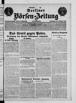 Berliner Börsen-Zeitung vom 25.01.1931