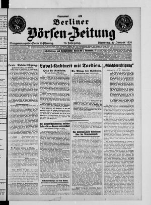 Berliner Börsen-Zeitung vom 27.01.1931