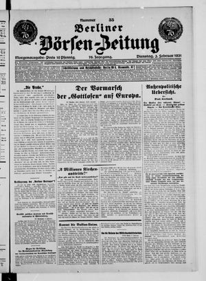 Berliner Börsen-Zeitung vom 03.02.1931